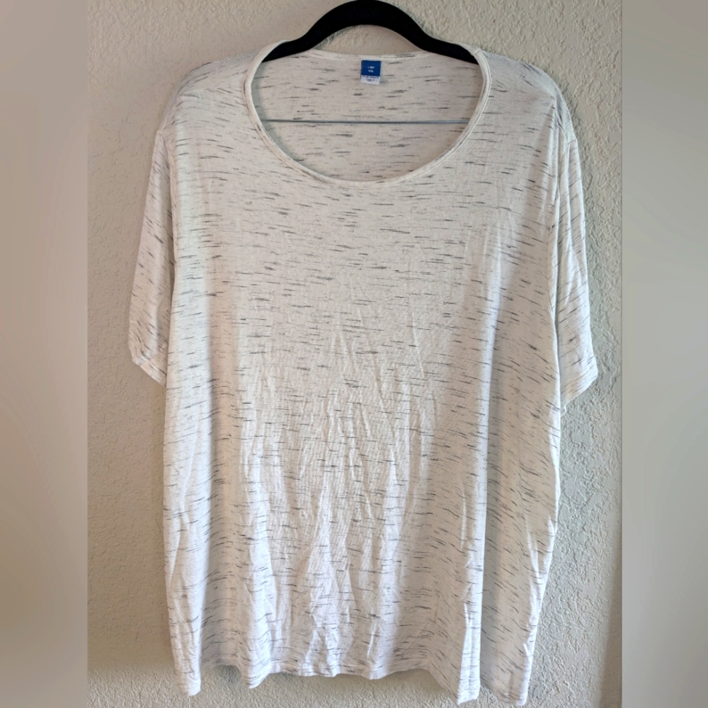 Old Navy Luxe Short Sleeve Knit Top White Gray XXL Casual